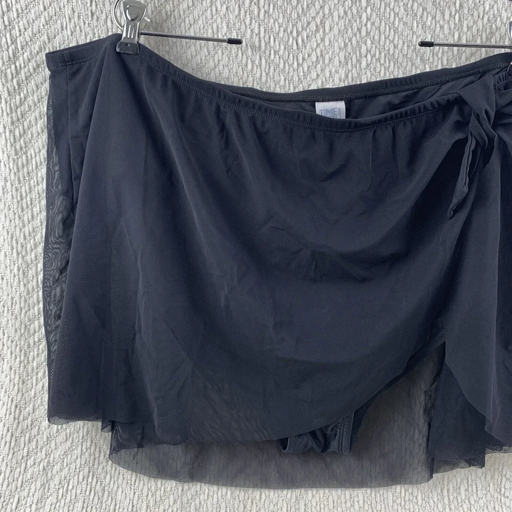 NWT Time and Tru Womens‎ Mesh Swim Suit Skirt Black Bottom 3X (24W-26W) Side Tie